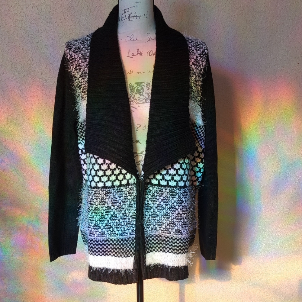 Westport Black and White Patterned Cardigan